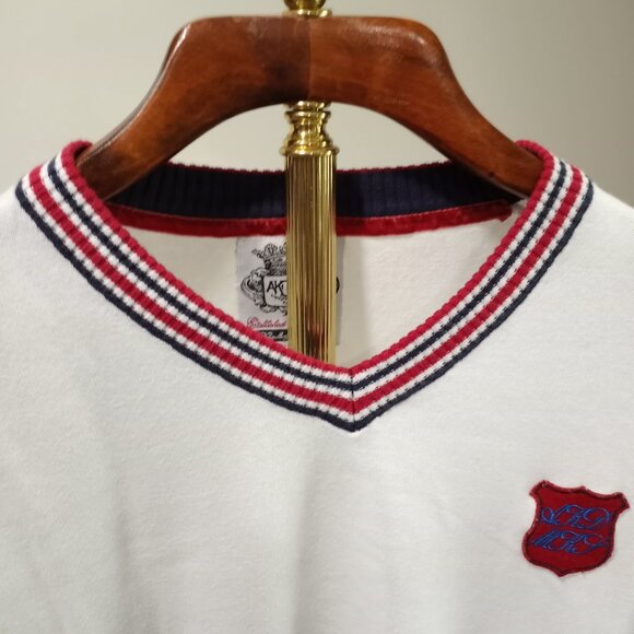 AKADEMIKS WHITE V-NECK PREPPY SWEATER MEN SIZE XL - Picture 7 of 8